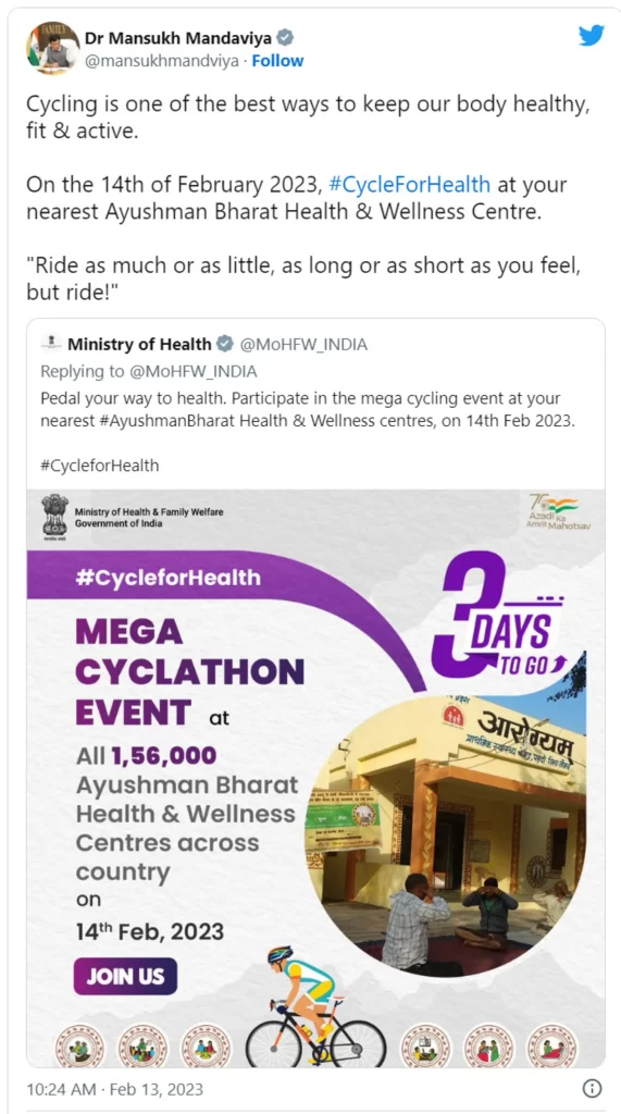 Union Health Ministry organises “Cycle for Health” rally at Lady Hardinge Medical College